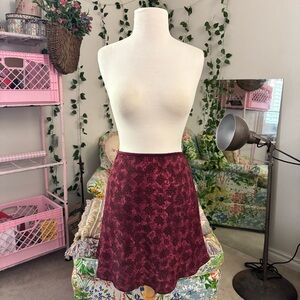 Exact Change Burgundy Floral Mini Skirt Dark Academia Y2K Soft Grunge
